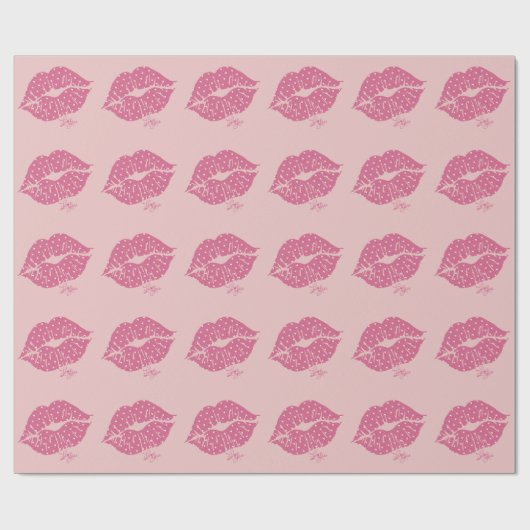 Hot-roze knobbels met weinig wit hart cadeaupapier (Vlak)