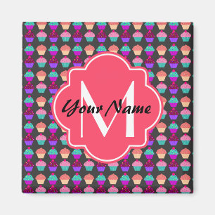 Hot-roze koekjes Persoonlijke naam, Monogram Magneet