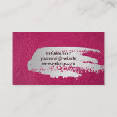Hot-roze leder | Metaalborstel Visitekaartje (Achterkant)