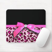 Hot-roze leopard printplaat, lintbogen, grafisch muismat (Met muis)