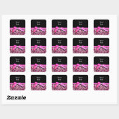 Hot-roze leopard printplaat, lintbogen, grafisch vierkante sticker (Vel)