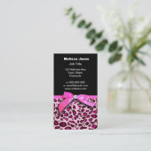 Hot-roze leopard printplaat, lintbogen, grafisch visitekaartje (Staand voorkant)