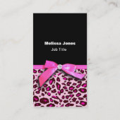 Hot-roze leopard printplaat, lintbogen, grafisch visitekaartje (Achterkant)