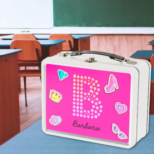 Hot roze letter b monogram meisje terug naar schoo