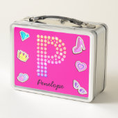 Hot roze letter p monogram meisje terug naar schoo (Achterkant)