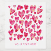 Hot-roze liefdeshart op maat wijn etiket (Enkel label)