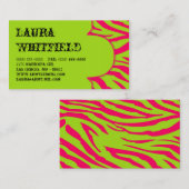 Hot-roze Limoen Zebra Print Animal Visitekaartje (Voorkant / Achterkant)