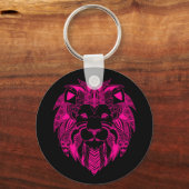 Hot-roze Lion Head Sleutelhanger (Voorkant)