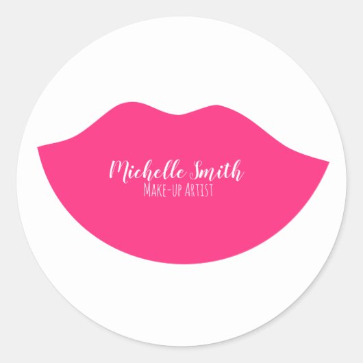 Hot-Roze lippen design Make-up kunstenaar Ronde Sticker (Voorkant)