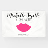Hot-Roze lippen design Make-up kunstenaar Spandoek (Horizontaal)