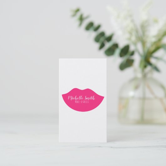 Hot-Roze lippen design Make-up kunstenaar Visitekaartje (Staand voorkant)