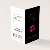 Hot-roze Lips en zwarte instructies - Wit Visitekaartjes (Buitenkant)