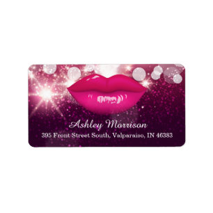 Hot-roze lips Glitter Sparkles Beauty Salon Etiket