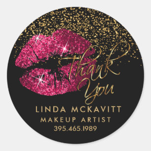 Hot-roze lipstick 💋 Bedankt Ronde Sticker