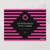 Hot-roze lipstick, glad-makreel-compartimentkaart briefkaart (Achterkant)