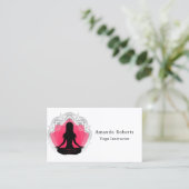 Hot-roze Lotus Flower Yoga Instructor Visitekaartje (Staand voorkant)