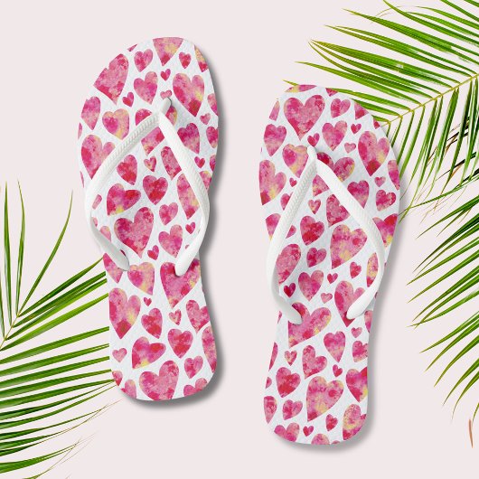 Hot-roze Love Heart patroon Teenslippers