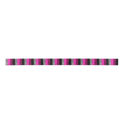 Hot-roze luipaard en dierlijke Zebra afdrukken Lint (Voorkant)