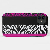 Hot-roze luipaard en Zebra aangepaste dierlijke af Case-Mate iPhone Case (Achterkant (horizontaal))
