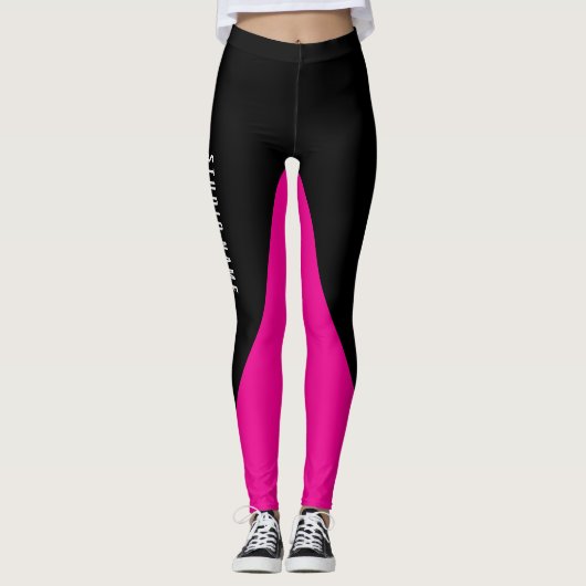Hot-roze met aangepaste kleur en naam leggings (Voorkant)