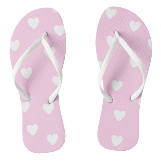 Hot Roze met Cute White Hearts Pattern Teenslippers (Voetbed)