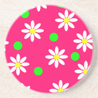 Hot-roze met White Daisy Pattern-Onderzetter Zandsteen Onderzetter