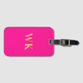 Hot roze minimale monogram Initialen Bagagelabel (Voorkant (horizontaal))