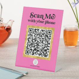 Hot-roze Moderne trendy QR-code bedrijfsteken Reclamebord Met Voetstuk