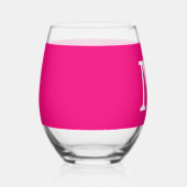 Hot Roze Monogram Initialen Naam Aangepaste Kleur  Wijnglas Zonder Voet (Rechts)