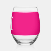 Hot Roze Monogram Initialen Naam Aangepaste Kleur  Wijnglas Zonder Voet (Links)