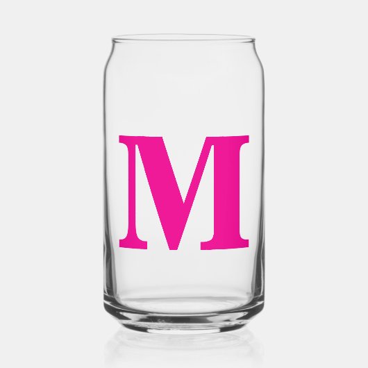 Hot Roze Monogram Initialen Naam Custom Gift Favor Blikvorm Glas (Voorkant)