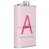 Hot Roze Monogram Meisje Bachelorette Party Flask Heupfles (Rechts)
