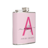 Hot Roze Monogram Meisje Bachelorette Party Flask Heupfles (Rechts)