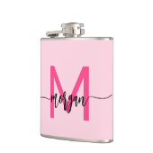 Hot Roze Monogram Meisje Bachelorette Party Heupfles (Links)