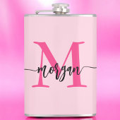 Hot Roze Monogram Meisje Bachelorette Party Heupfles