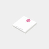 Hot-roze monogram met naam en contactnummer post-it® notes (Schuin)