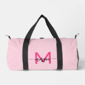 Hot Roze Monogram Naam Meisje Script Sport Plunjezak (Voorkant)