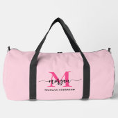 Hot Roze Monogram Naam Meisje Script Sport Plunjezak (Voorkant)