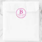 Hot-roze Monogram Ronde Sticker (Tas)
