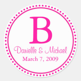 Hot-roze Monogram Ronde Sticker