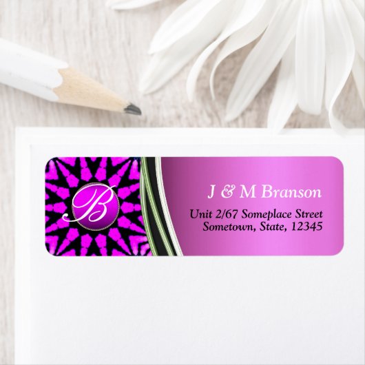 Hot-roze Monogram Star Art Address Label (Insitu)