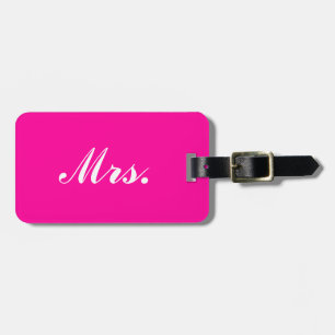Hot-roze Mr. en Mrs. bagagelabel voor haar