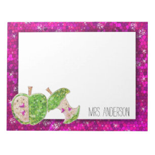 Hot-roze Neon Green Teachers Apple Classroom Naam Notitieblok