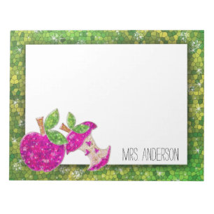 Hot-roze Neon Green Teachers Apple Classroom Naam Notitieblok