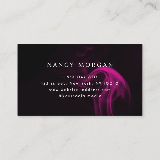 Hot roze neon & rook make-up handgeschreven script visitekaartje (Achterkant)