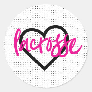 Hot Roze op het witte Lacrosse Heart Ronde Sticker