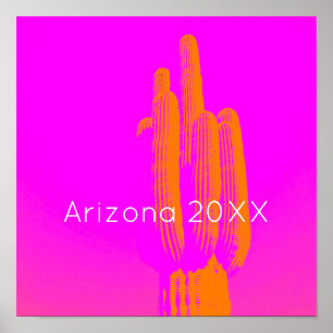 Hot-roze Oranje aangepaste tekst Moderne Cactus Ar Poster