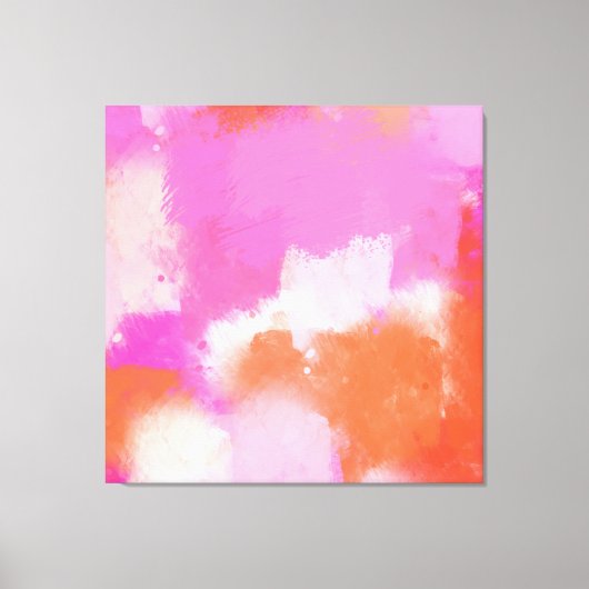 Hot-roze Oranje Abstracte penseelstreken Canvas Afdruk (Voorkant)