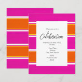 Hot-roze Oranje Cabana Stripes Kaart (Voorkant / Achterkant)