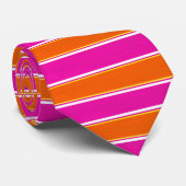 Hot-roze Oranje Cabana Stripes Stropdas (Opgerold)